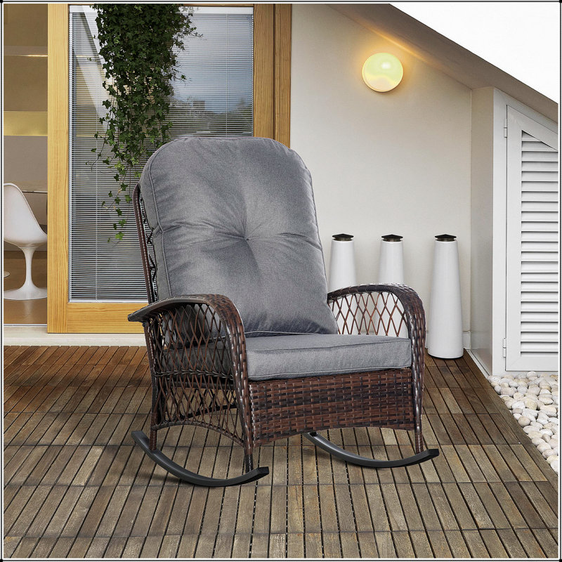 Chaise berçante d'extérieur en osier Outsunny