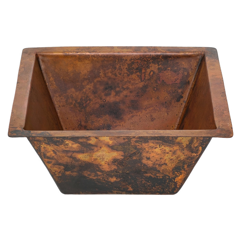 15" Square Hammered Bar/Prep Sink w/ 2" Drain Opening
