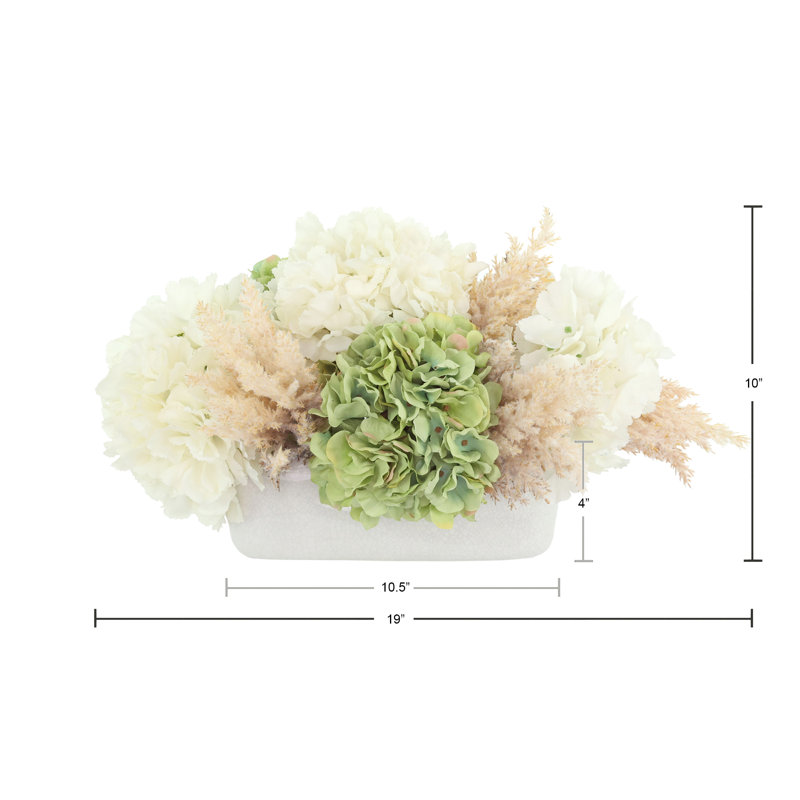 Spring Centerpiece with Hydrangeas and Pampas