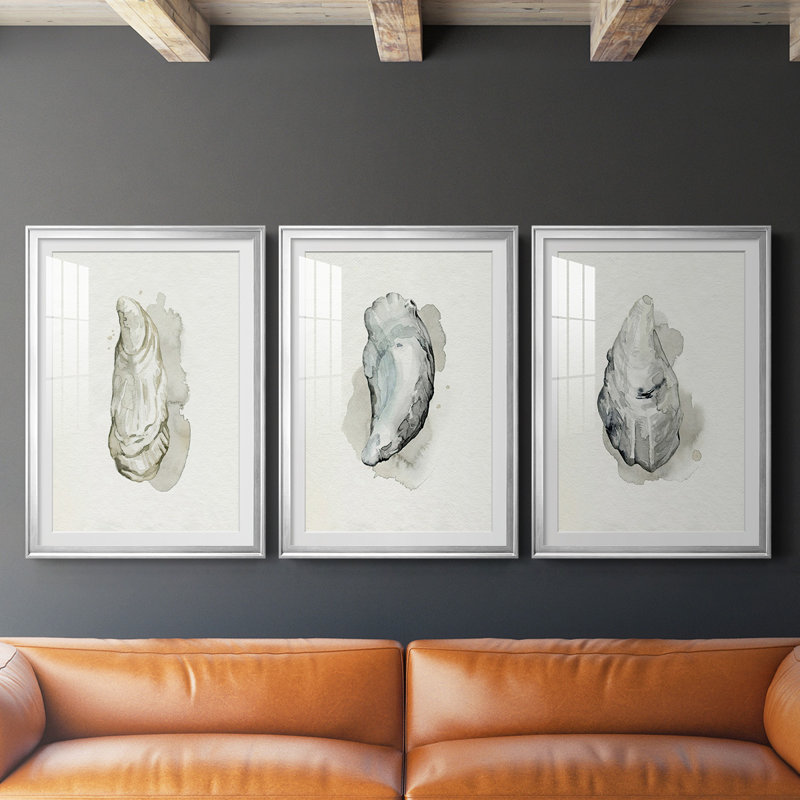 «Oysters On The Bay I», reproduction encadrée de qualité supérieure - prête à être accrochée, Cadre argenté