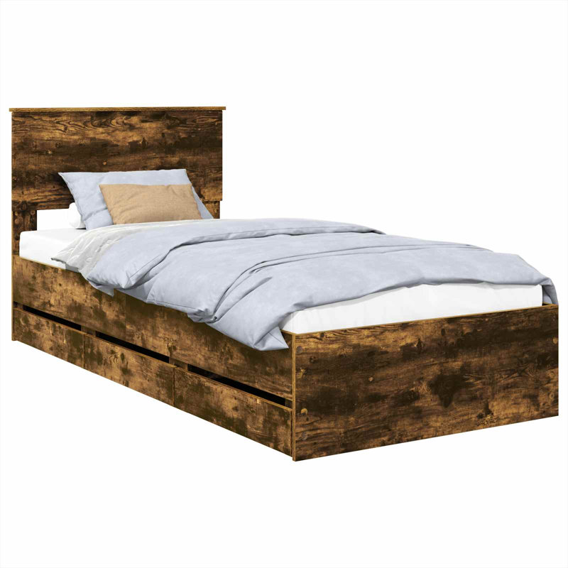Bed, Smoked Oak, European Single (90 x 200 cm)