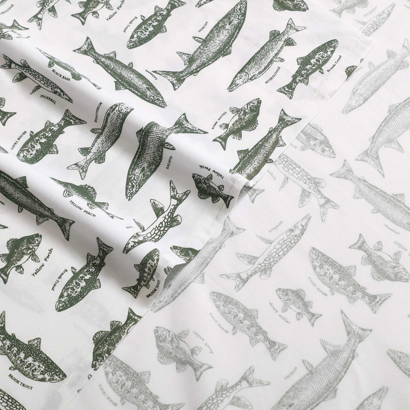 Ensemble de draps en percale de coton Shasta Lake , Ensemble de draps pour lit double avec 2 taies d'o