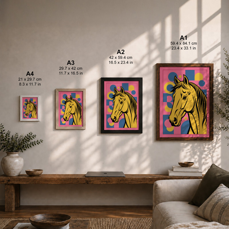 Horse Pop Art - Framed Print, Unframed, A3 - 42.0 x 29.7 cm