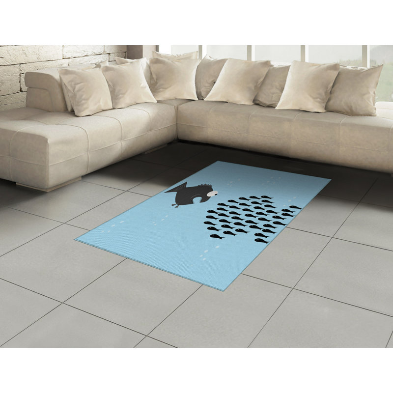 Tapis décoratif à poils longs en fibre de polyester à haute densité Fish, Rectangle— 4 pi x 5 pi 8 po