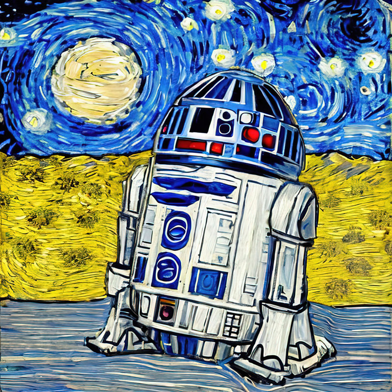 «R2D2 One» par Stephen Chambers, impression sur toile tendue, L 15 po x H 15 po