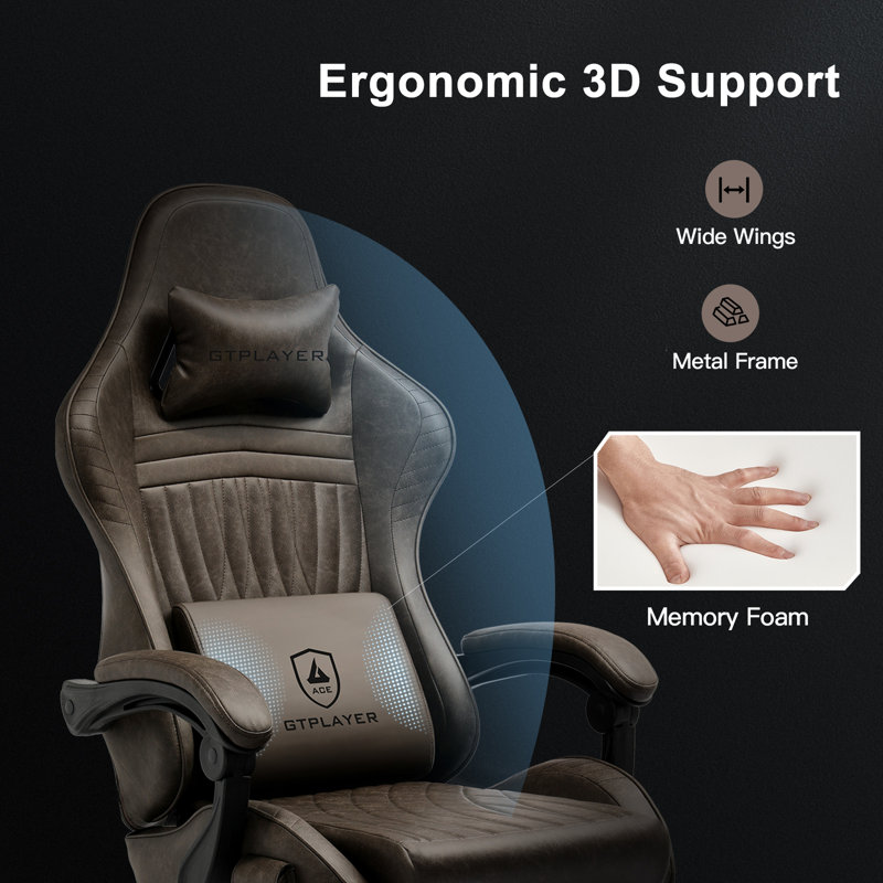Gaming Chair, Computer Chair with Footrest and Bluetooth Speakers, High Back Ergonomic Gaming Chair, Reclining Gaming Chair with Linkage Armrests for Adults