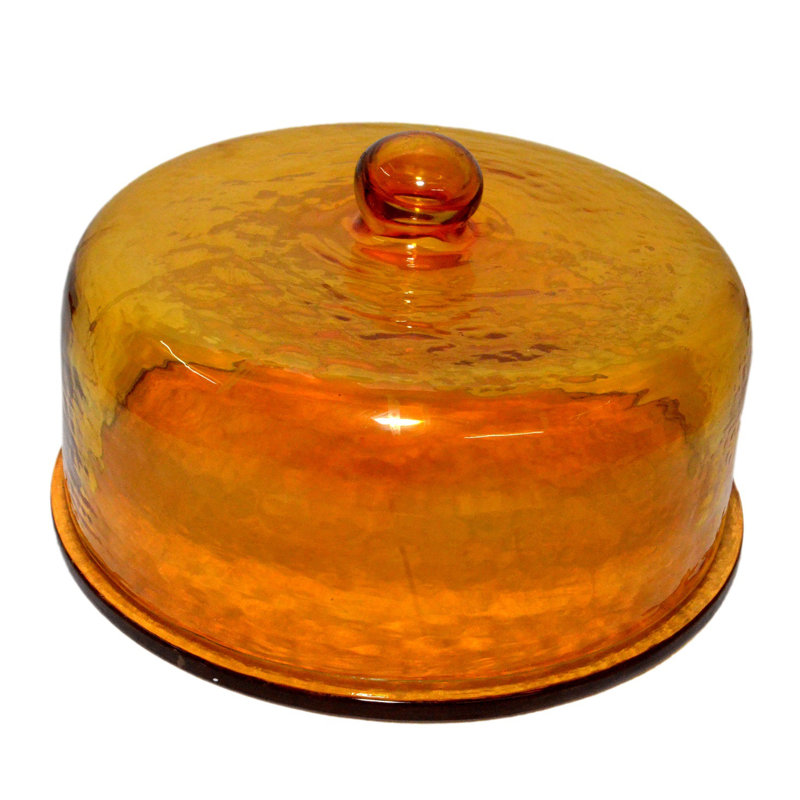 Dôme en verre recyclé avec plaque, Jaune, 6,5 po x 11,25 po x 11,25 po
