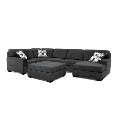 OLYMPIA 142" Chenille Reversible 4PC Sectional with Chaise and Ottoman