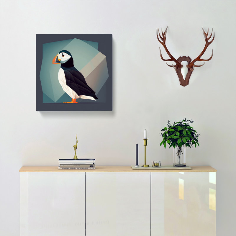 Puffin Minimalism - Wrapped Canvas
