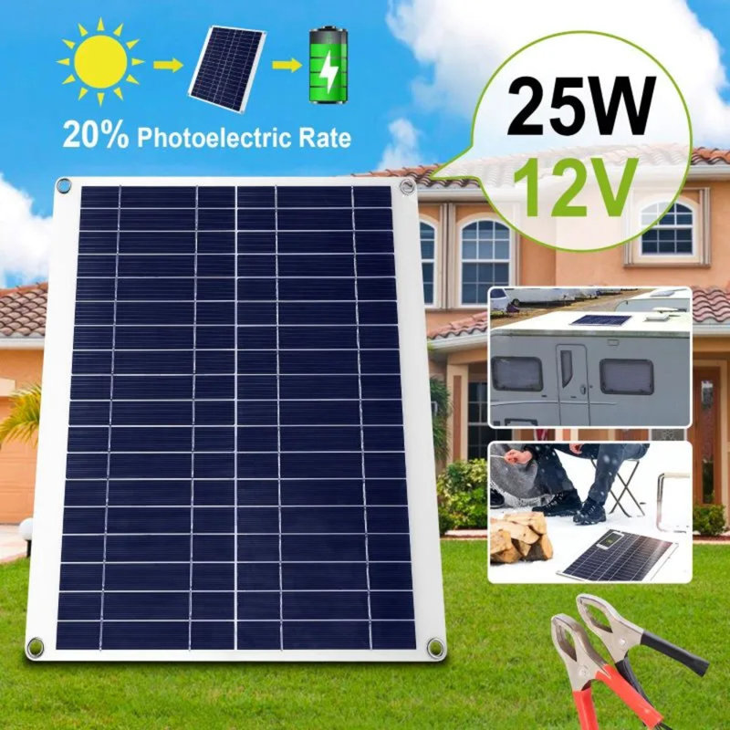 Chargeur de panneau solaire extérieur pliable 30 ° avec deux ports USB pour batterie de voiture, véhicule récréatif et bateau