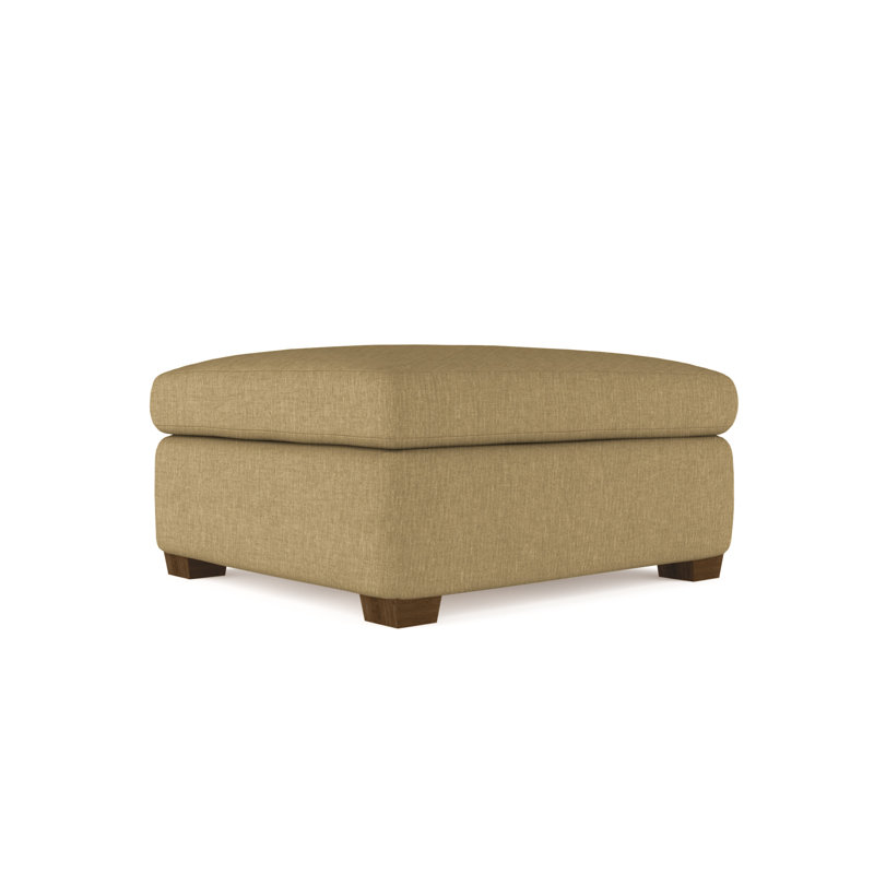 Rivington Ottoman, Plush Velvet Oyster, Weathered