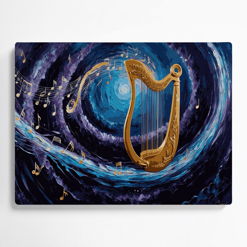 «Music Lyre», art mural en métal gris, H 11 po x l 14 po