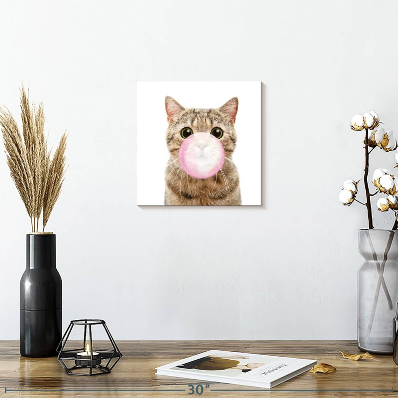 " Bubble Gum Kitty ", 10" H x 10" W x 1.25" D
