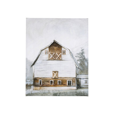Toile texturée embellie à la main Old Barn II
