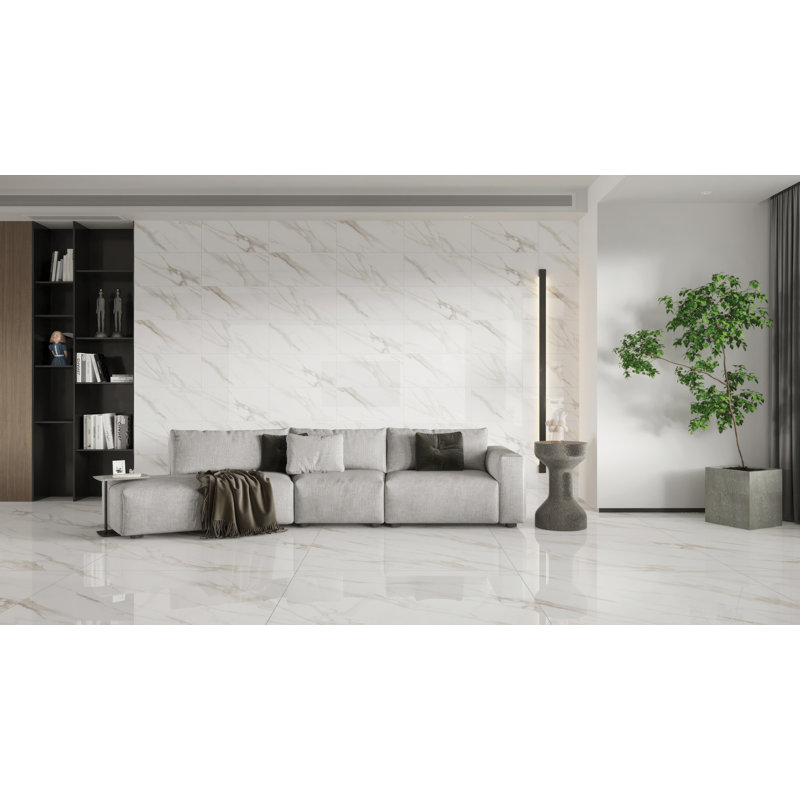 Shandar 12" x 24" Porcelain Marble Look Wall Floor Use Tile, Matte