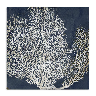 'Sea Coral Ocean Life Silhouette Blue White' Graphic Art Print