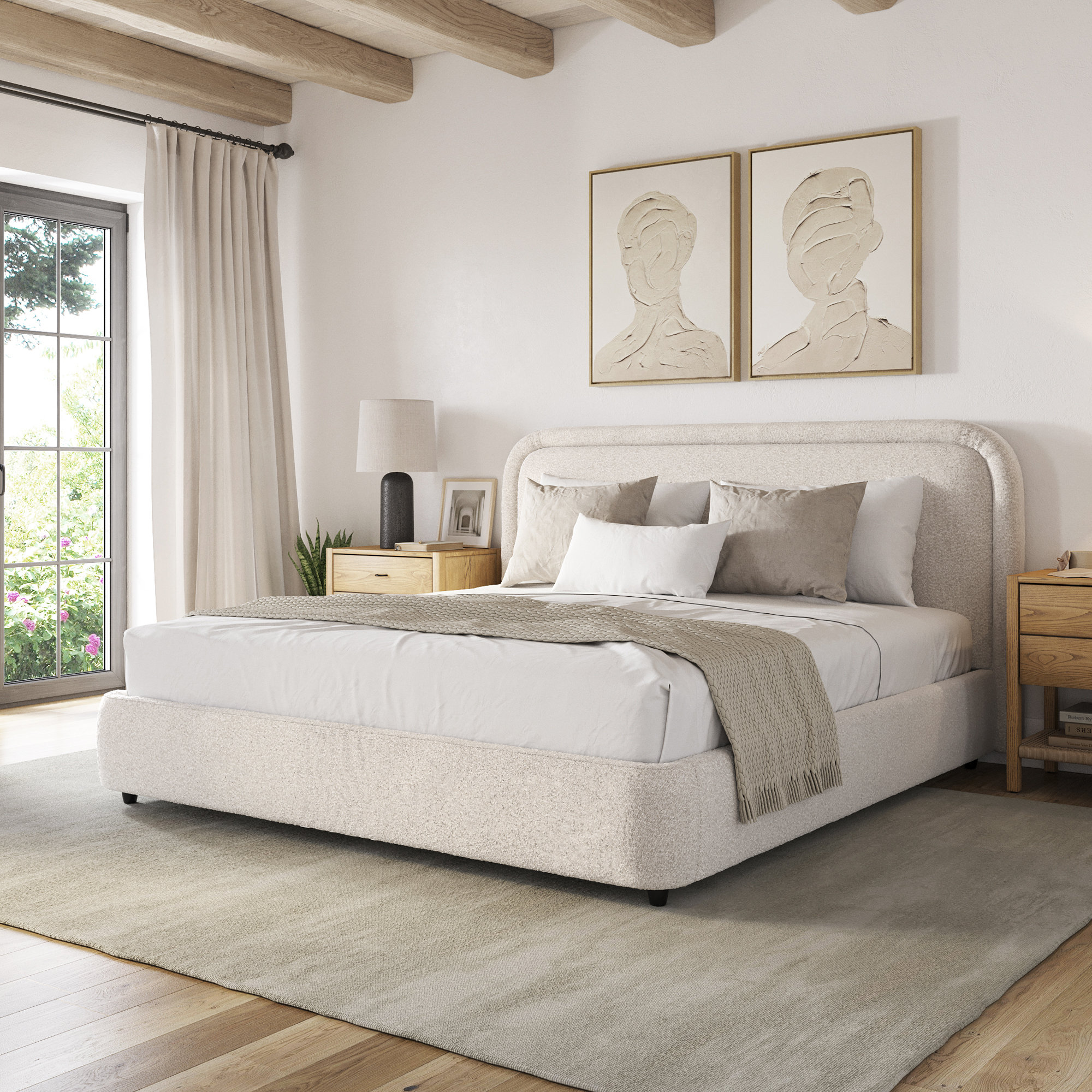 Latitude Run® Premium Upholstered Ivery Bed with Headboard, Performance Fabric, & Reviews | Wayfair