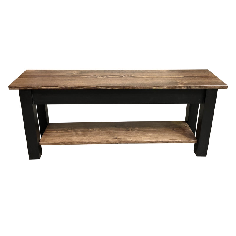 Banc de rangement en bois massif Mccardle, H 17 po x l 30 po x P 12 po, Noyer / Noir
