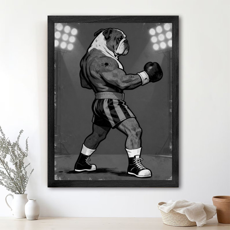 Art encadré noir Bulldog rétro encadré noir, H 11 po x l 9 po