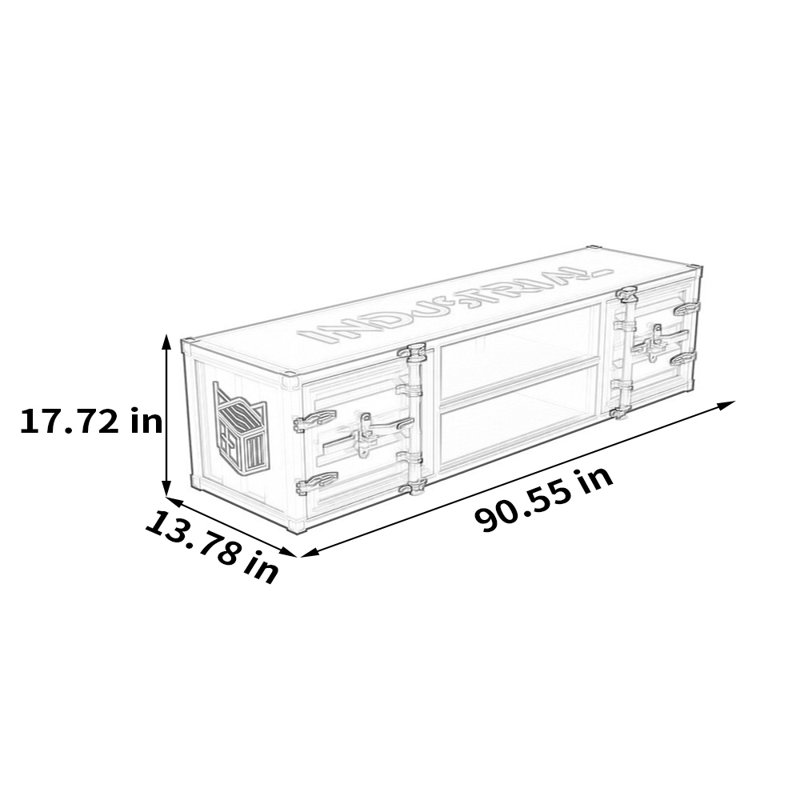 Meuble télé sur pied de style industriel en fer, H 17,72 po x L 90,55 po x l 13,78 po