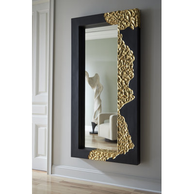 Miroir Mercury, rectangle, noir, feuille d'or