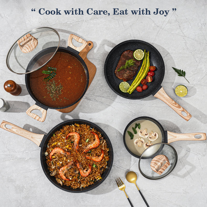 12 Piece Nonstick Cookware Set, Stay Cool Handles, Oven & Dishwasher Safe, Black