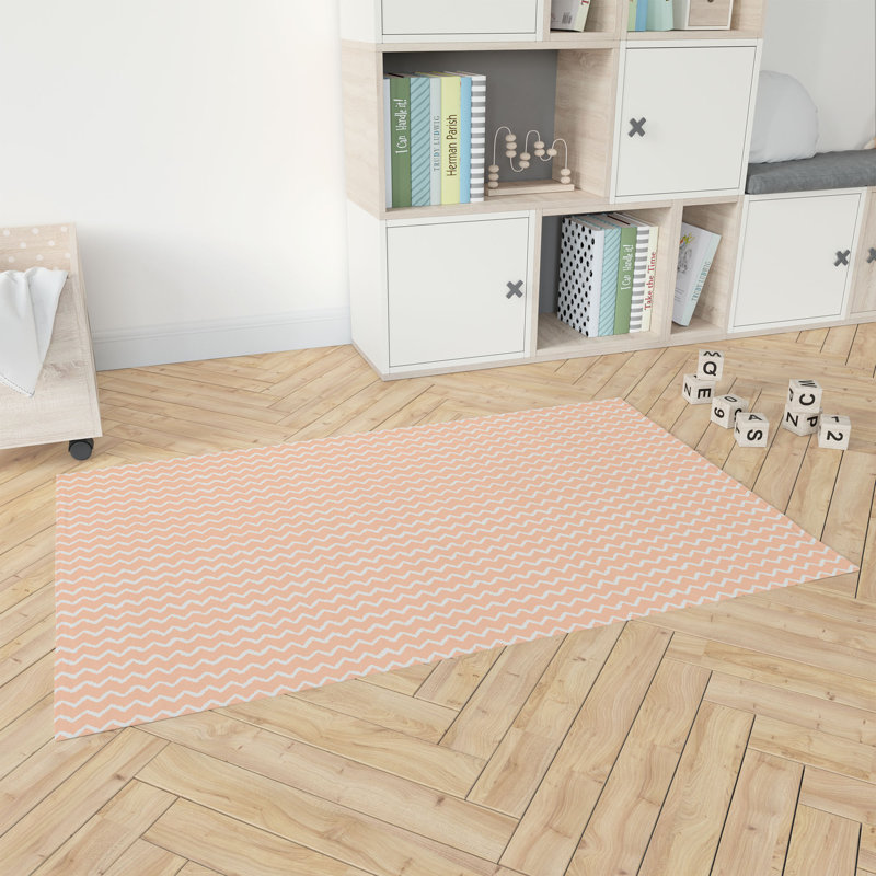 Tapis de jeu Chevron Wave Kids, H 0,1 po x L 84 po x l 60 po, Pêche / orange