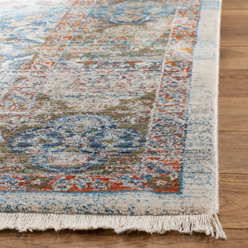 Tapis beige / bleu Presswood, Rectangle 3 pi x 5 pi