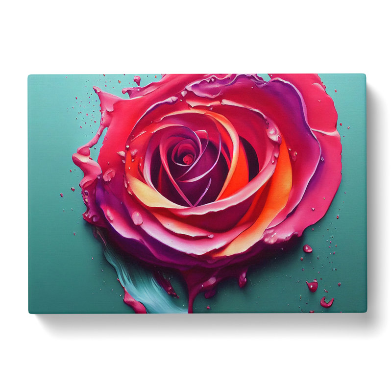 Painted Rose Flower Vol.4 - Wrapped Canvas, 40cm H x 60cm W x 3cm D