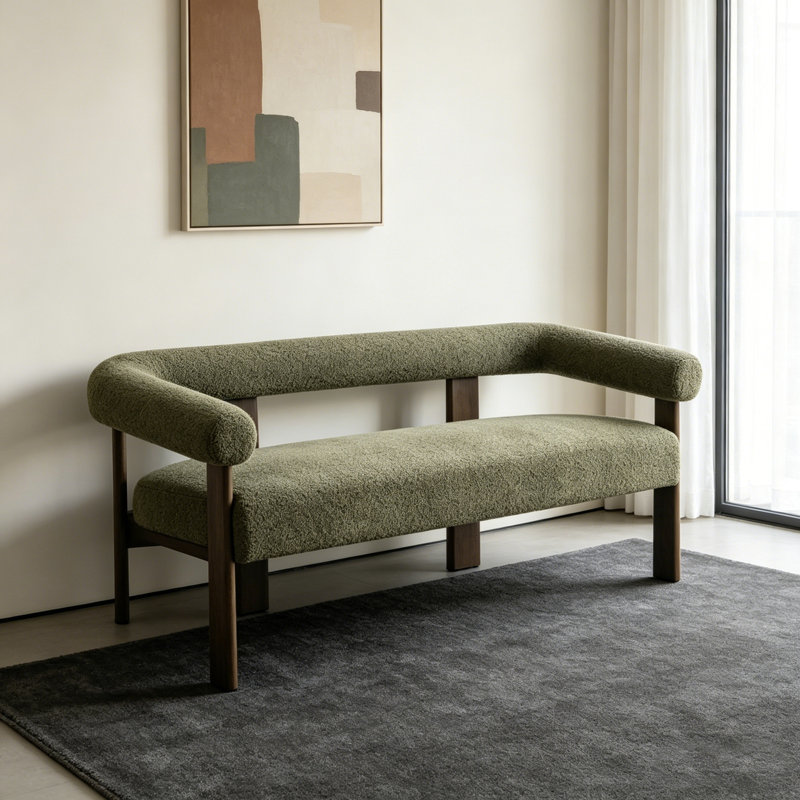 Causeuse ronde avec accoudoirs avec coussins confortables et structure durable, parfaite pour les salons confortables et les petits espaces.