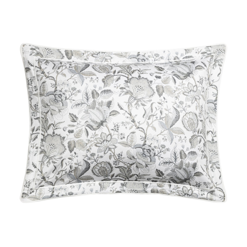 Daphne Sham, Gray Floral, Euro Sham