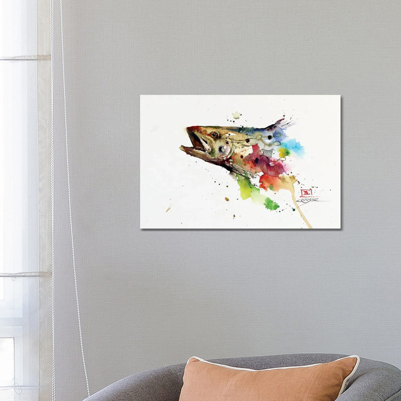 Abstract Trout 1 Piece Wrapped Canvas Painting, 66.04 cm H x 45.72 cm W x 1.91 cm D