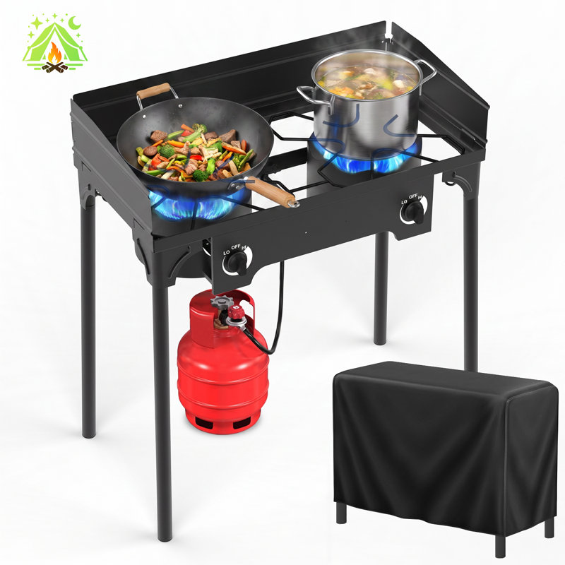 Réchaud de camping portatif 2 brûleurs 150 000 Btu / 3 brûleurs 225 000 Btu avec pare-brise