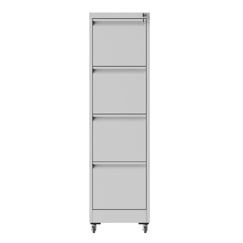 Classeur vertical verrouillable en métal robuste à 4 tiroirs sur roulettes pour la maison et le bureau, noir / blanc, Blanc