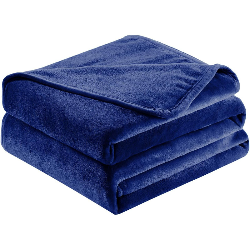 Abiram Plain Weave / Muslin Throw Blanket, 200cm x 150cm, Blue
