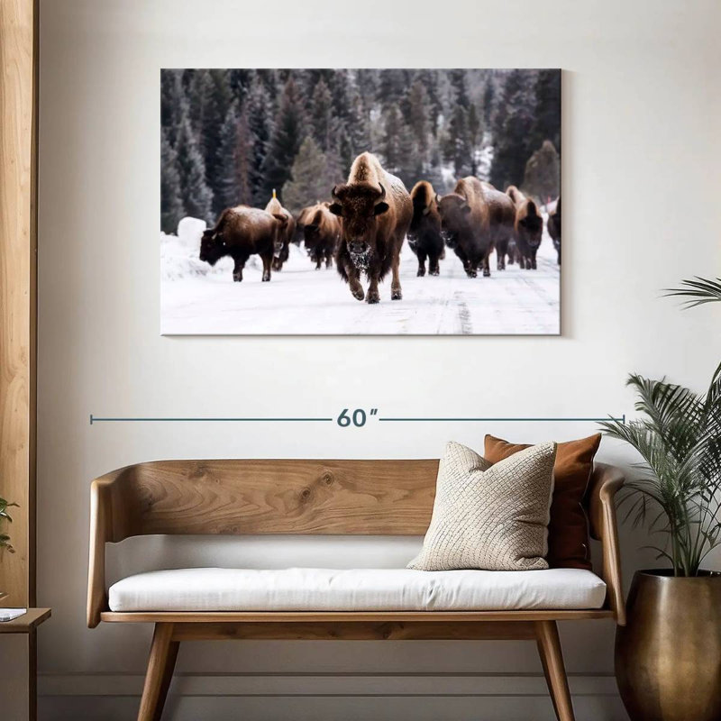 Winter Bisons, 30" H x 45" W