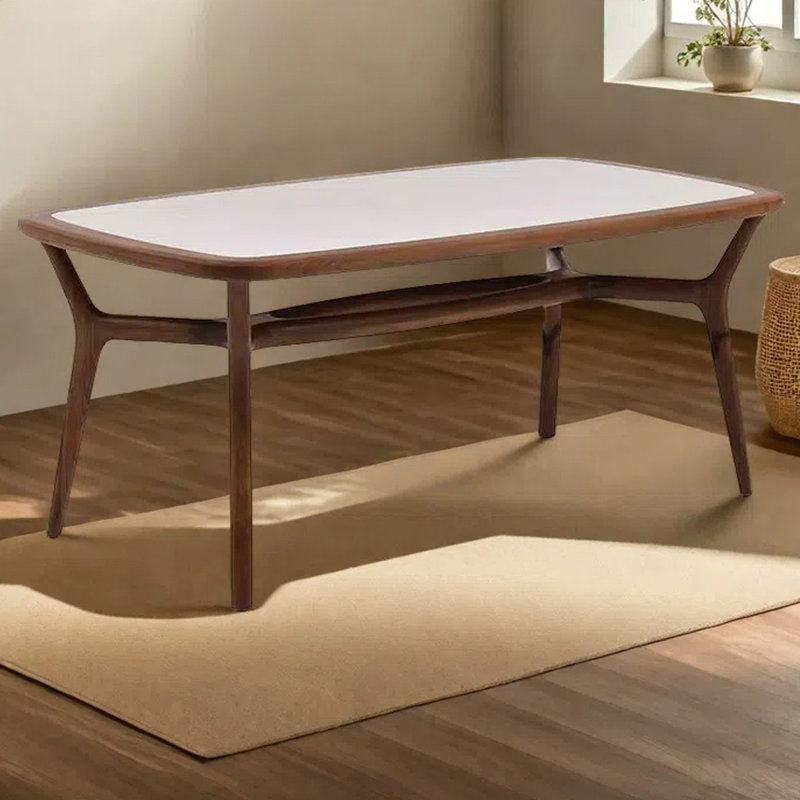 Table de salle à manger rectangulaire légère de luxe, Blanc, H 29,92 po x L 70,87 po x l 35,43 po