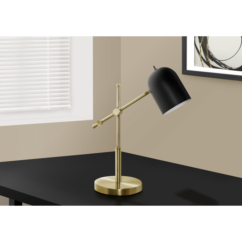 Lighting, 18"h, Brass Metal, Black Shade, Contemporary