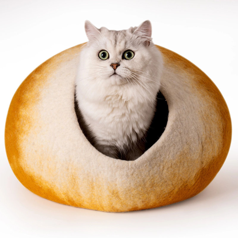 Lit pour chat - grotte en laine faite à la main avec jouet pour souris