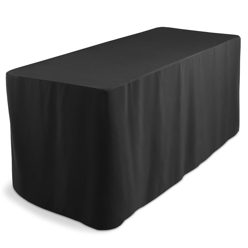 6'' Fitted Tablecloth With Open Back - Trade Show Table Cover, Black