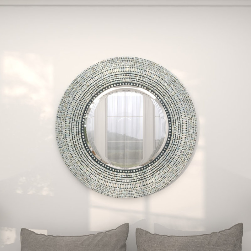 Miroir mural en mosaïque faite à la main Leto, 40 po x 40 po