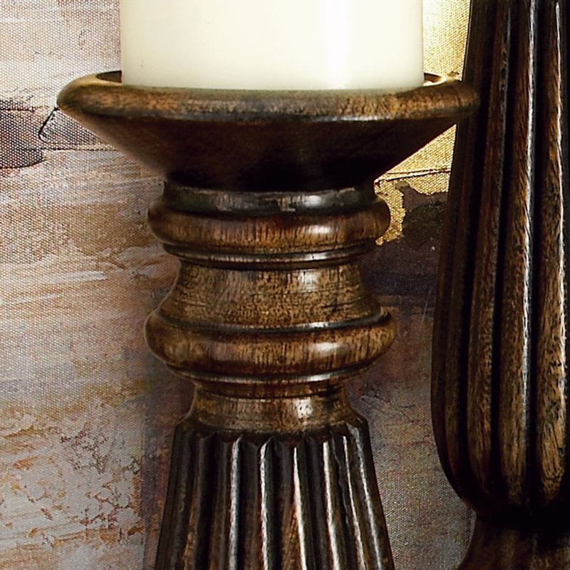 18'' H Wood Tabletop Candlestick, Espresso