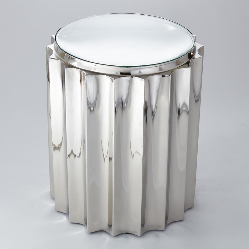 Fluted Column Table-Nickel, Nickel