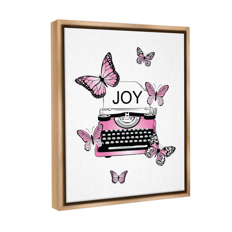 "Typewriter With Joy" par Martina Pavlova sur toile, Cadre flottant orme Montalcino, H 21 po x l 17 po