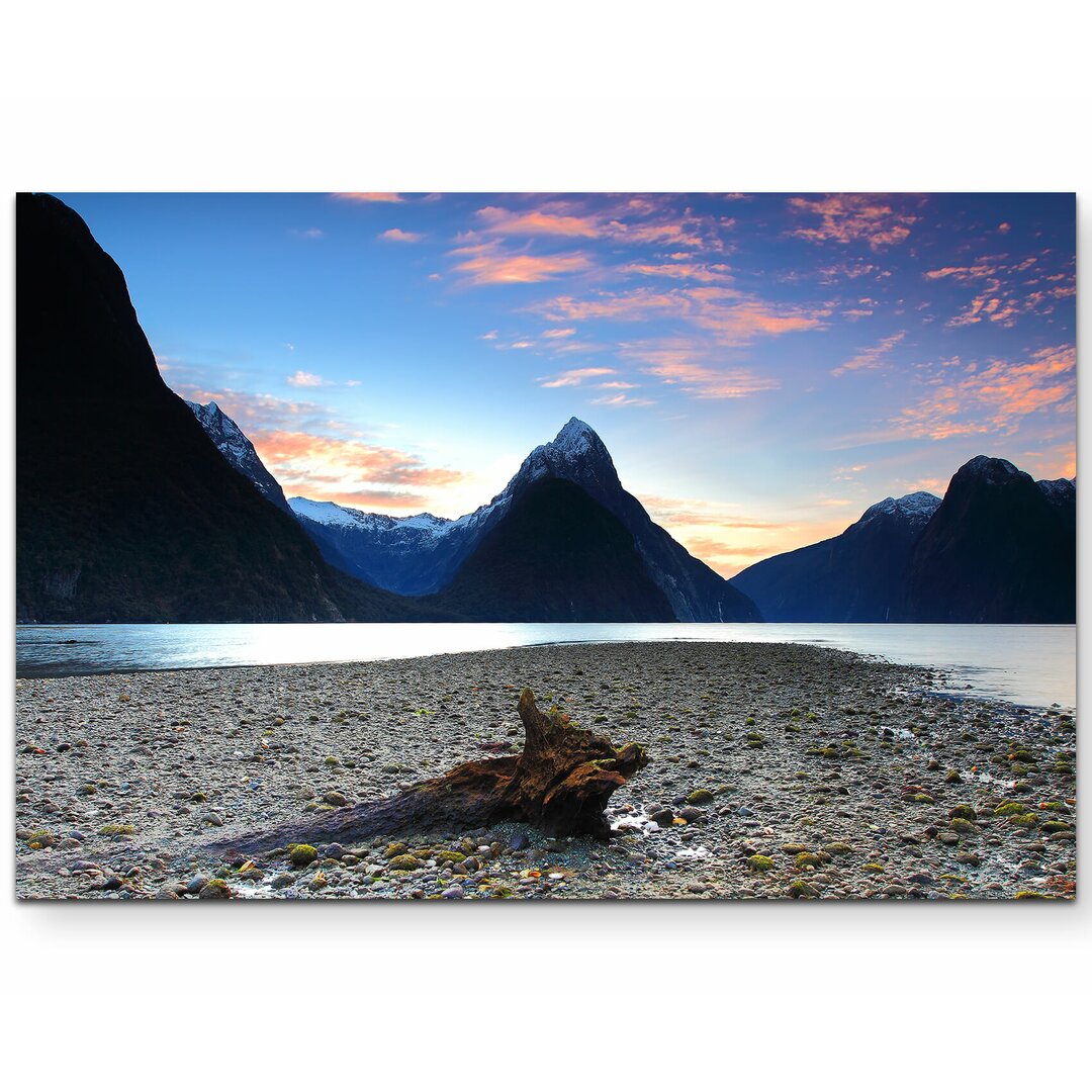 Leinwandbild Sonnenuntergang in einem Gebirge in Neuseeland