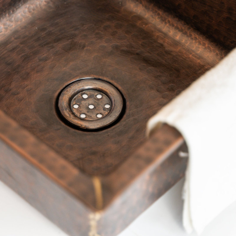 ALFIQ Handcrafted Hammered Copper Sink, Solid Copper Undermount or Vessel Kitchen and Bathroom Sink, Dark Copper, 18"