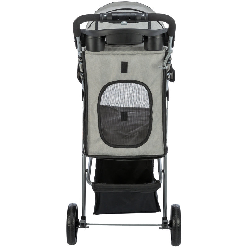 Gray Lightweight and Compact Pet Stroller for Small Dogs and Cats
