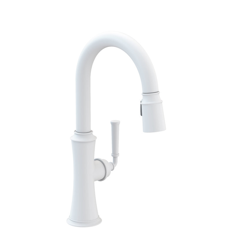 Stripling Single Handle Pull Down Bar Faucet, Matte White