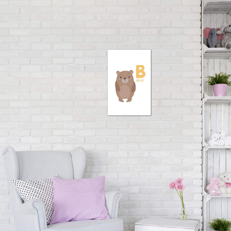 Animal Alphabet B - impression d'art graphique, H 40 po x l 26 po x P 1,5 po, Toile tendue, Pas de tapis