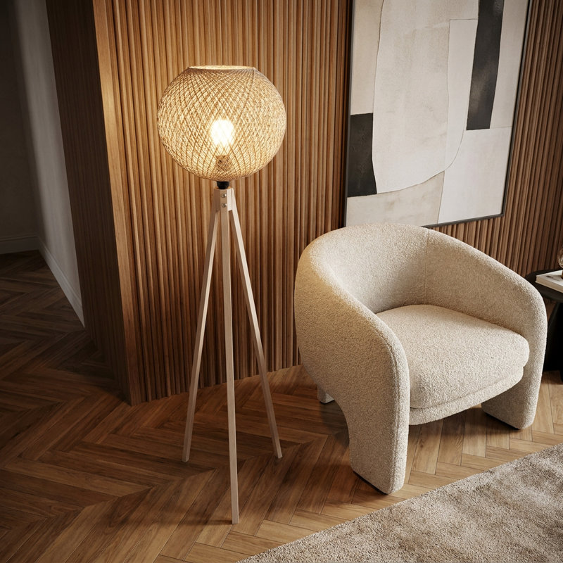 Lampe sur pied tissée crème Nordic